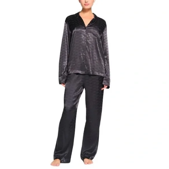 SKIMS Jacquard Button-Up Long Sleeve Sleep Set Matching Pajamas Loungewear Sz S - Picture 1 of 11